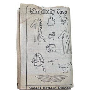 Vintage Simplicity 8332 Dinosaur Costume Pattern Size 6-8 Without Envelope UNCUT